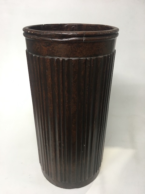 UMBRELLA STAND, Hall Stand - Brown Fluted (or Office Lobby Ashtray Bin)